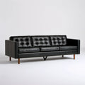 Trzyosobowa sofa pikowana z ekoskóry PU, czarno-brązowa, 220 × 90 × 82 cm