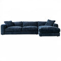 Prawostronna sofa narożna ze szezlongiem granatowa, sztruksowa, 280 x 165 x 85 cm