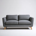 Szara sofa dwuosobowa tapicerowana 160 x 85 x 85 cm z jasnobrązowymi nogami