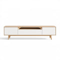 Szafka RTV biało-dębowa 180 x 40 x 50 cm z płyty MDF