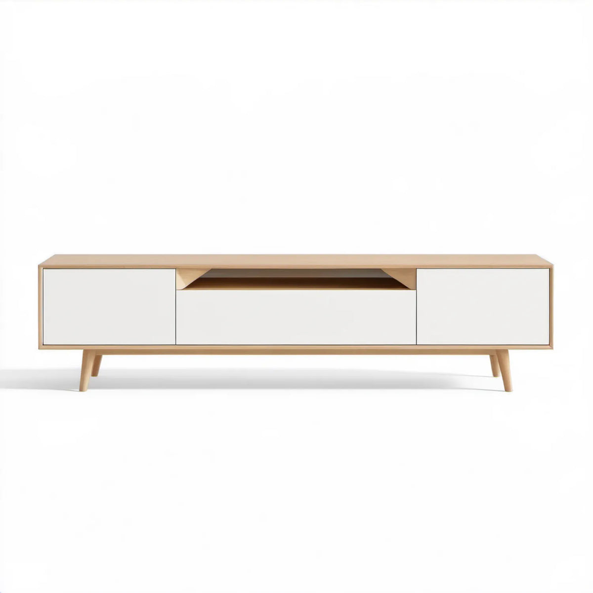 Szafka RTV biało-dębowa 180 x 40 x 50 cm z płyty MDF
